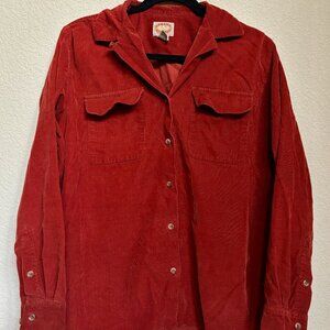 Vintage 80s Banana Republic Corduroy Women Shirt M - Burnt Orange/Red